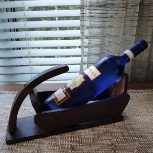 Vintage Wine Bottle Holder Sled Sleigh Baribocraft Wood 60s